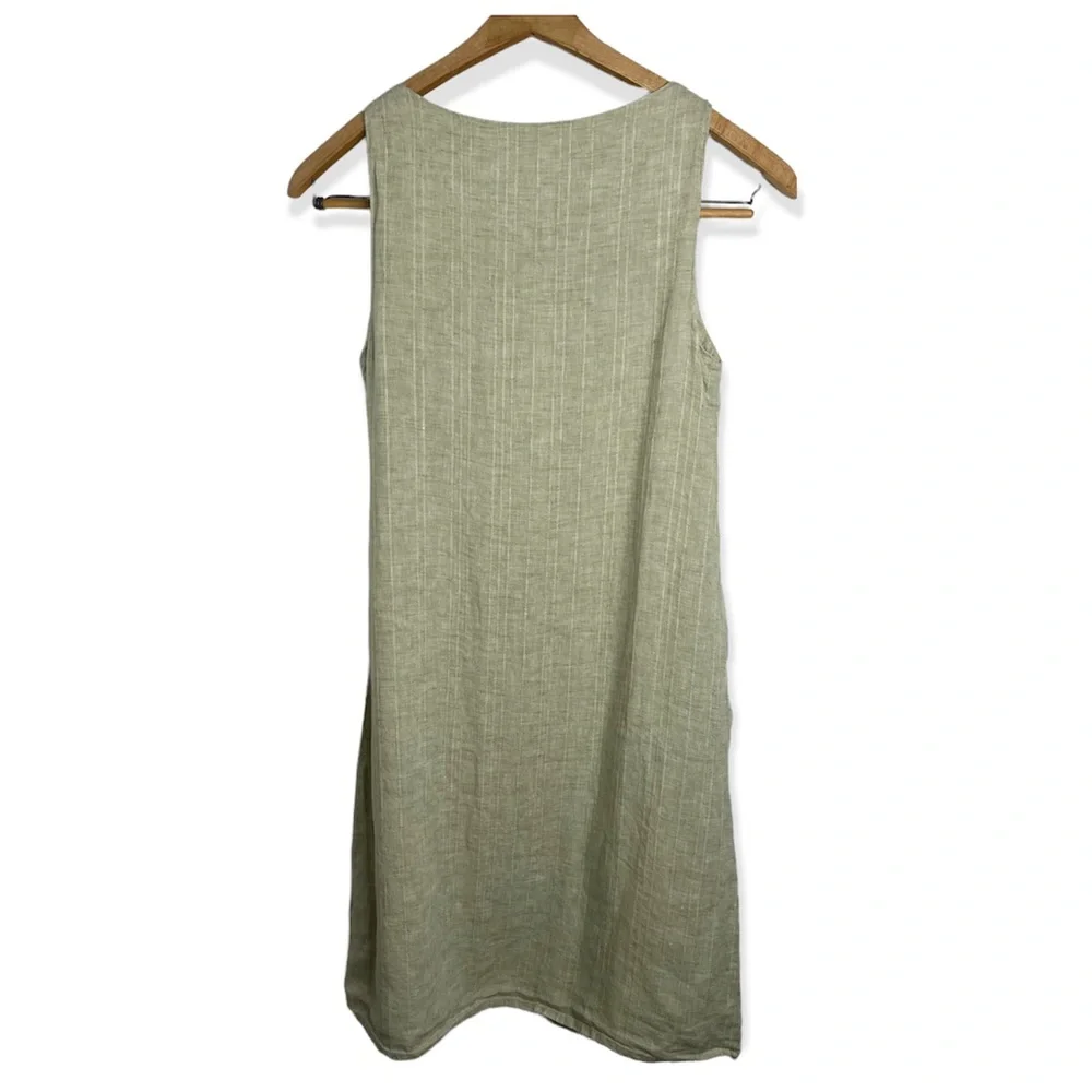 Flax Light Sage Green Linen Shift Dress